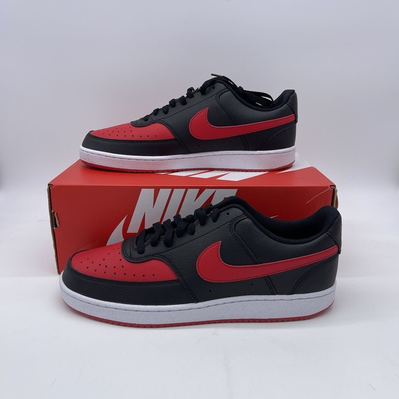 Nike COURT VISION LO NN Shoes Mens 11.5 Black University Red White FJ0685 010
